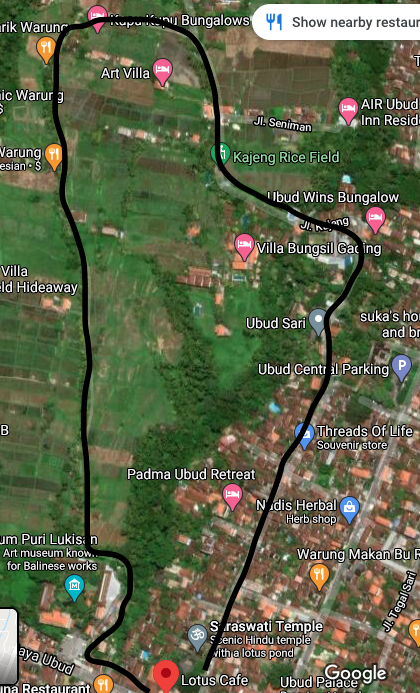 Ubud Kajeng Rice Field Walk Map
